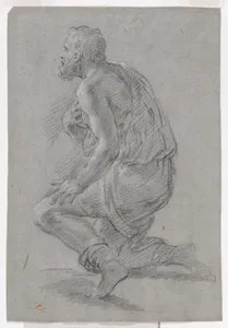Study of Male Figure Kneeling in a Three-Quarter View, Facing Left (a Shepherd)
