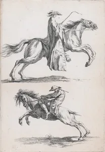 Study of Young Horsemen, pl. XV from "Recueil de caricatures"