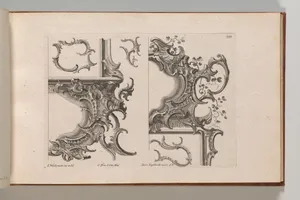 Suggestion for the Decoration of Lower Right and Top Right of a Framel, Plate 4 from an Untitled Series with Rocailles Ornaments for Window, Pier Glass and Door Frames
