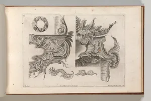 Suggestion for the Decoration of the Lower and Top Right of a Frame Combined with Several Additional Ornaments, Plate 3 from: 'Unterschidliche Auszierungen zu Thüren und Fenster, etc. etc. sehr nutzlich zu gebrauchen'