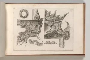 Suggestion for the Decoration of the Lower and Top Right of a Frame Combined with Several Additional Ornaments, Plate 3 from: 'Unterschidliche Auszierungen zu Thüren und Fenster, etc. etc. sehr nutzlich zu gebrauchen'
