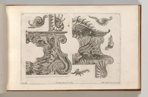 Suggestion for the Decoration of the Lower and Top Right of a Frame, Plate 4 from: 'Unterschidliche Auszierungen zu Thüren und Fenster, etc. etc. sehr nutzlich zu gebrauchen'