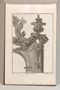 Suggestion for the Decoration of Top Right Side of Portal, Plate 4 from 'Allerneueste Façon von Auszierungen zu Portalen'