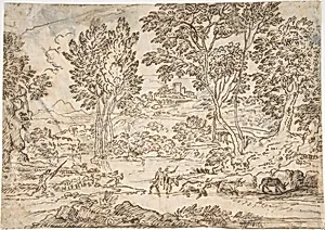 Sunrise (recto); Landscape with Figures (verso)