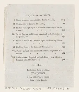 Table of Contents: "The Adventures of Joseph Andrews, and his friend Mr. Abraham Adams"