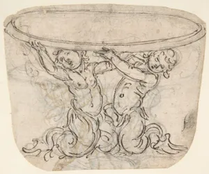 Table or Basin Supported by Male Sirens (recto); Sketch for the Same Subject (verso) .