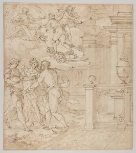 Tapestry Design with Venus seeking help from Juno, Ceres and Jupiter