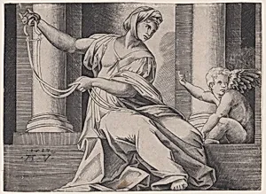 Temperance by Agostino Veneziano (Agostino dei Musi)|Raphael (Raffaello Sanzio or Santi)