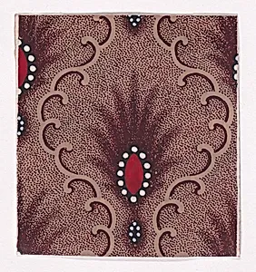 Textile Design with Alternating Rows of Palmettes Decorated with Lens Shapes Bordered with Pearls Separated By Undulating Vertical Scrolls of Ribbons by Anonymous, Alsatian, 19th century