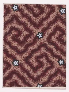 Textile Design with Alternating Rows of Rosettes with Triangular Petals over a Labyrinth-Like Pattern