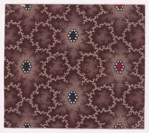 Textile Design with Alternating Vertical Rows of Lozenges and Pearls Framed by Interlacing Garlands of Branches