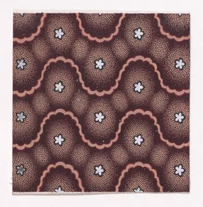 Textile Design with Undulating Horizontal Strips of Rosettes Framed by Undulating Horizontal Ribbon Strips