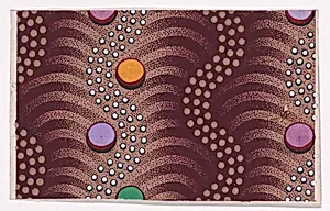 Textile Design with Vertical Undulating Garlands of Pearls with Alternatig Larger Pearls Separated by Undulating Garlands of Dots with Offsetting Stylized Palm Leaves by Anonymous, Alsatian, 19th century