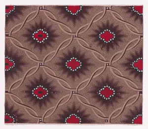Textile Design with Vertical Vermicular Strips of Pearls Separated by Chevron Stripes