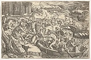 Tha Abduction of Helen (L'Enlèvement d'Hélène) by Etienne Delaune|Marcantonio Raimondi