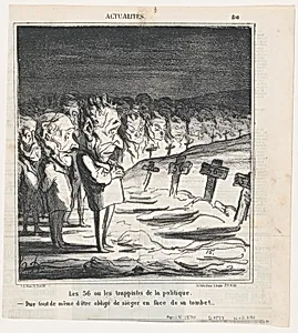 The 56, or the trappists of politics: –Tough to have a session in front of your own grave!, from 'News of the day,' published in Le Charivari, April 8, 1870 by Arnaud de Vresse|Honoré Daumier|Walter Frères