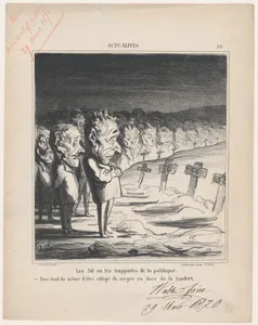 The 56, or the trappists of politics: –Tough to have a session in front of your own grave!, from 'News of the day,' published in Le Charivari, April 8, 1870