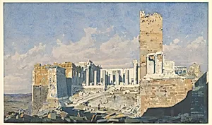 The Acropolis from the West, with the Propylaea and the Temple of Athena Nike, Athens by Thomas Hartley Cromek