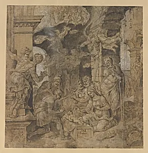 The Adoration of the Shepherds; verso: Sketches