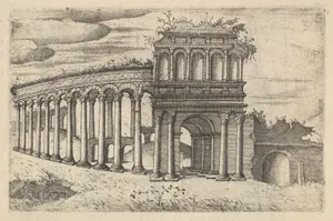 The Amphitheater in Bordeaux [Teatrum Bordeos; Transitorium Caesaris], from the series 'Ruinarum variarum fabricarum delineationes pictoribus caeterisque id genus artificibus multum utiles'