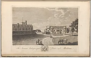 The Ancient Archiepiscopal Palace at Maidstone, from Edward Hasted's, The History and Topographical Survey of the County of Kent, vols. 1-3 by Richard Bernard Godfrey