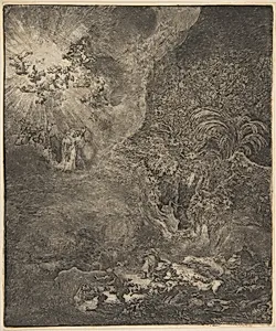 The Angel Appearing to the Shepherds by Rembrandt (Rembrandt van Rijn)