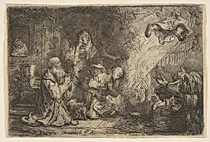 The Angel Departing from the Family of Tobias by Rembrandt (Rembrandt van Rijn)