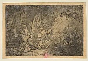 The Angel Departing from the Family of Tobias by Rembrandt (Rembrandt van Rijn)