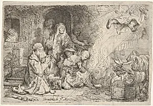 The Angel Leaving the Family of Tobias by Rembrandt (Rembrandt van Rijn)