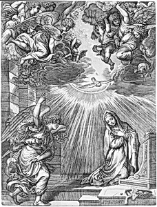 The Annunciation by Giovanni Jacopo Caraglio|Titian (Tiziano Vecellio)