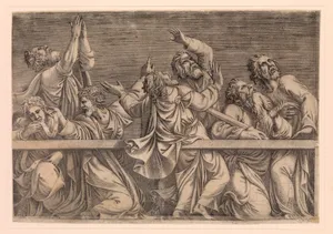 The Apostles Looking at Christ and the Virgin in a Glory of Angels (bottom left plate)