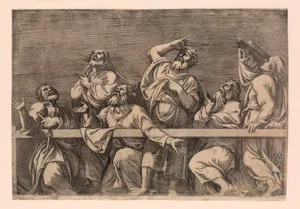 The Apostles Looking at Christ and the Virgin in a Glory of Angels (bottom right plate)