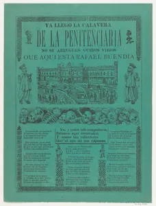 The arrival of the skeletons of the penitentiary (Posada); two skeleton angels in lower corners of verso (Manilla)