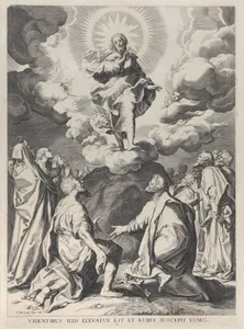 The Ascension, with Christ standing atop a rock at center