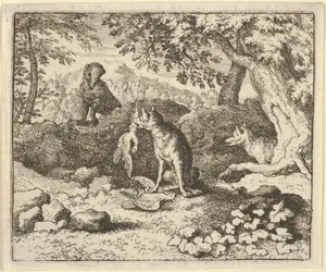 The Badger Hurries to Warn Renard of the Lion's Intention from Hendrick van Alcmar's Renard The Fox
