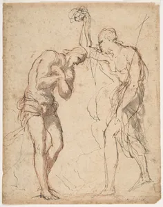 The Baptism of Christ (recto); Kneeling Figure (?) in a Landscape (verso)