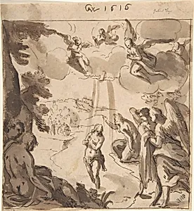 The Baptism of Christ (recto); The Baptism of Christ (verso) by Gabriel Weyer