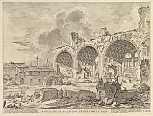 The Basilica of Constantine (Veduta degli avanzi della Casa aurea di Nerone, detti volgarmente il Tempio della Pace), from "Vedute di Roma" by Giovanni Battista Piranesi