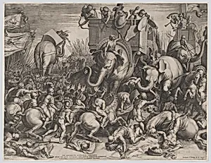 The Battle Between Scipio and Hannibal at Zama by Cornelis Cort|Giulio Romano
