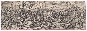 The Battle of Constantine at the Milvian Bridge, after Raphael by Giovanni Battista Cavalieri|Raphael (Raffaello Sanzio or Santi)