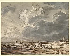 The Beach at Scheveningen (?), with Strollers