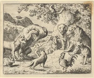 The Bear Seeks Justice from the Lion Against Renard from Hendrick van Alcmar's Renard The Fox