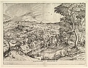 The Belgian Wagon (Plaustrum Belgicum) from The Large Landscapes by Pieter Bruegel the Elder|Johannes van Doetecum I|Lucas van Doetecum|Hieronymus Cock