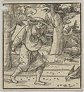 The Birds Eating the Seeds of the Sower, from Hymmelwagen auff dem, wer wol lebt... by Hans Schäufelein|Hans von Leonrodt|Silvan Otmar