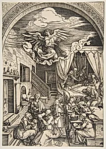The Birth of the Virgin, from "The Life of the Virgin" by Albrecht Dürer