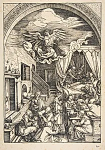 The Birth of the Virgin, from "The Life of the Virgin" by Albrecht Dürer