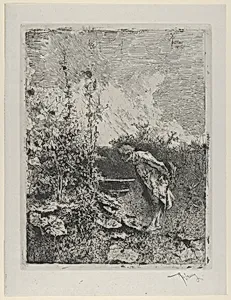 The botanist: a man in a garden examining its contents by Mariano Fortuny, 1838–1874