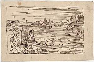 The Cabin Boy Fishing or Line Fishing by Charles-François Daubigny