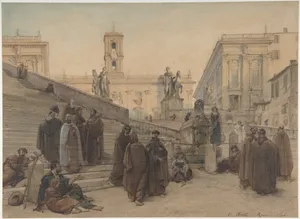 The Campidoglio seen from the Staircase of the Church of the Aracoeli, Rome, at Sunset