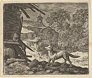 The Cat Climbs a Barn from Hendrick van Alcmar's Renard The Fox by Allart van Everdingen